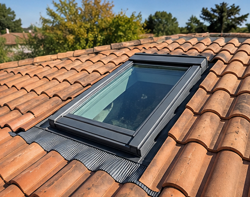 Pose d'une fenêtre de toit par BT Couverture 33 sur une maison à Léognan
